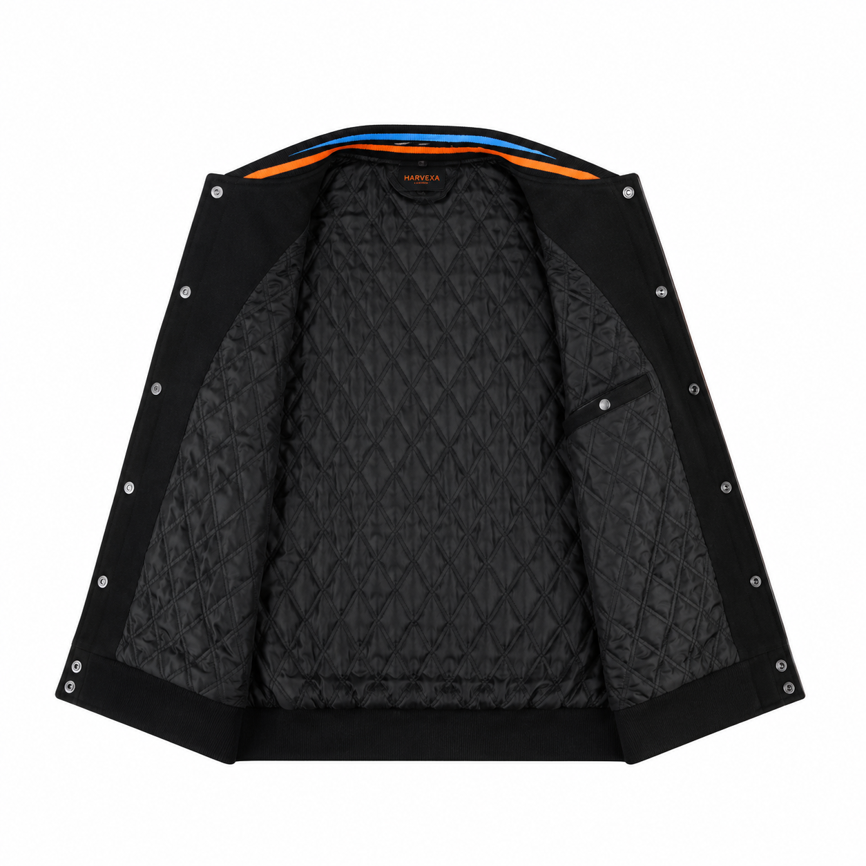 Black and Black Leather New York Knicks Varsity Jacket Back with It Will Always Be New York or Nowhere Text