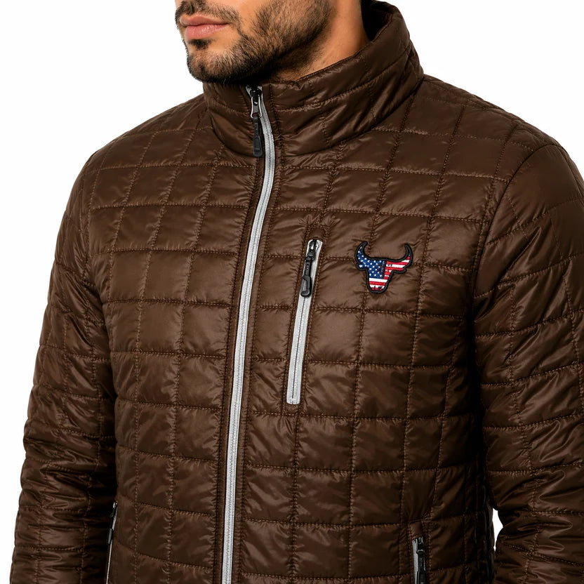 Men's Chocolate Brown Quilted Puffer Jacket