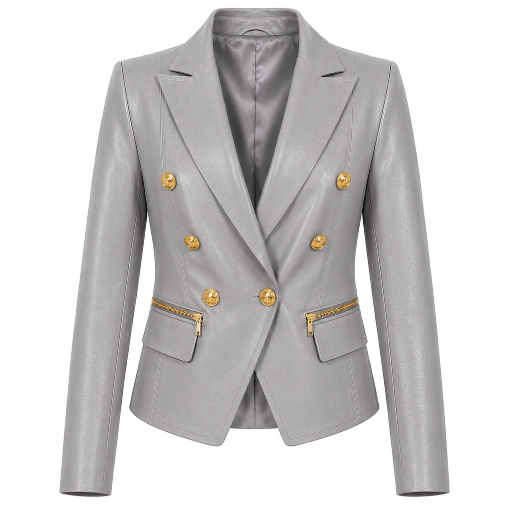 L'AGENCE Ottilie Leather Blazer in Black