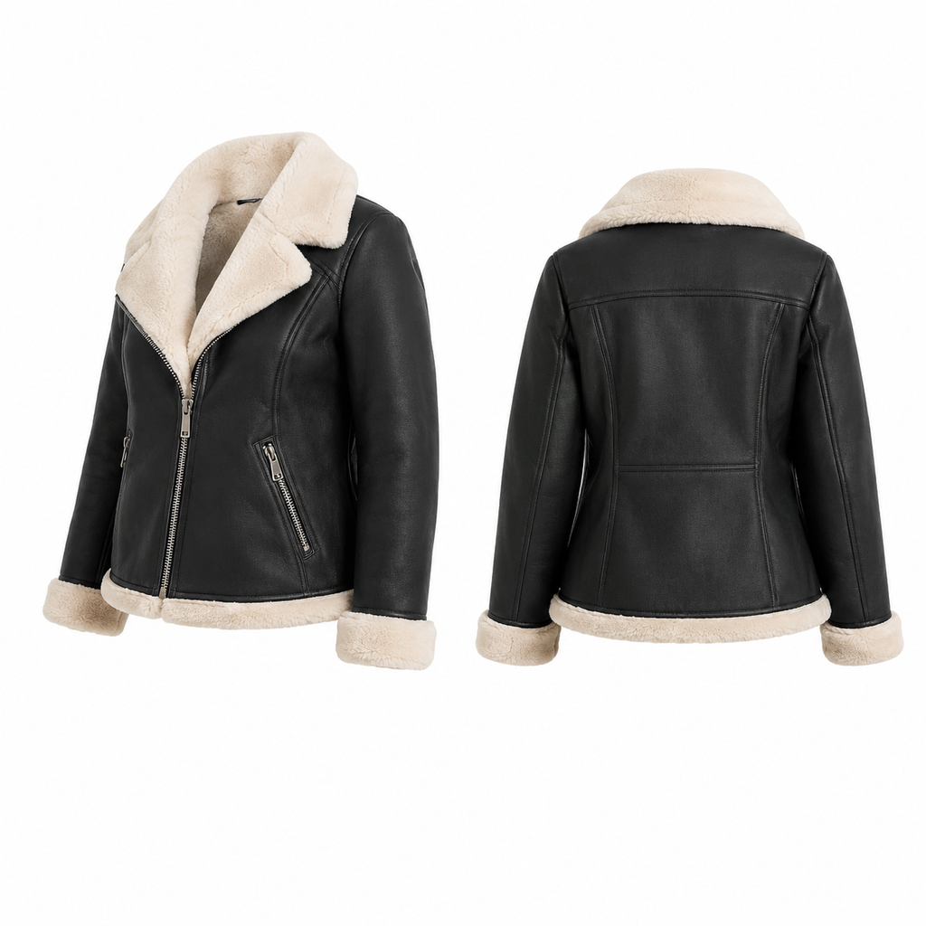 Women's Light Gray Faux Shearling Jacket