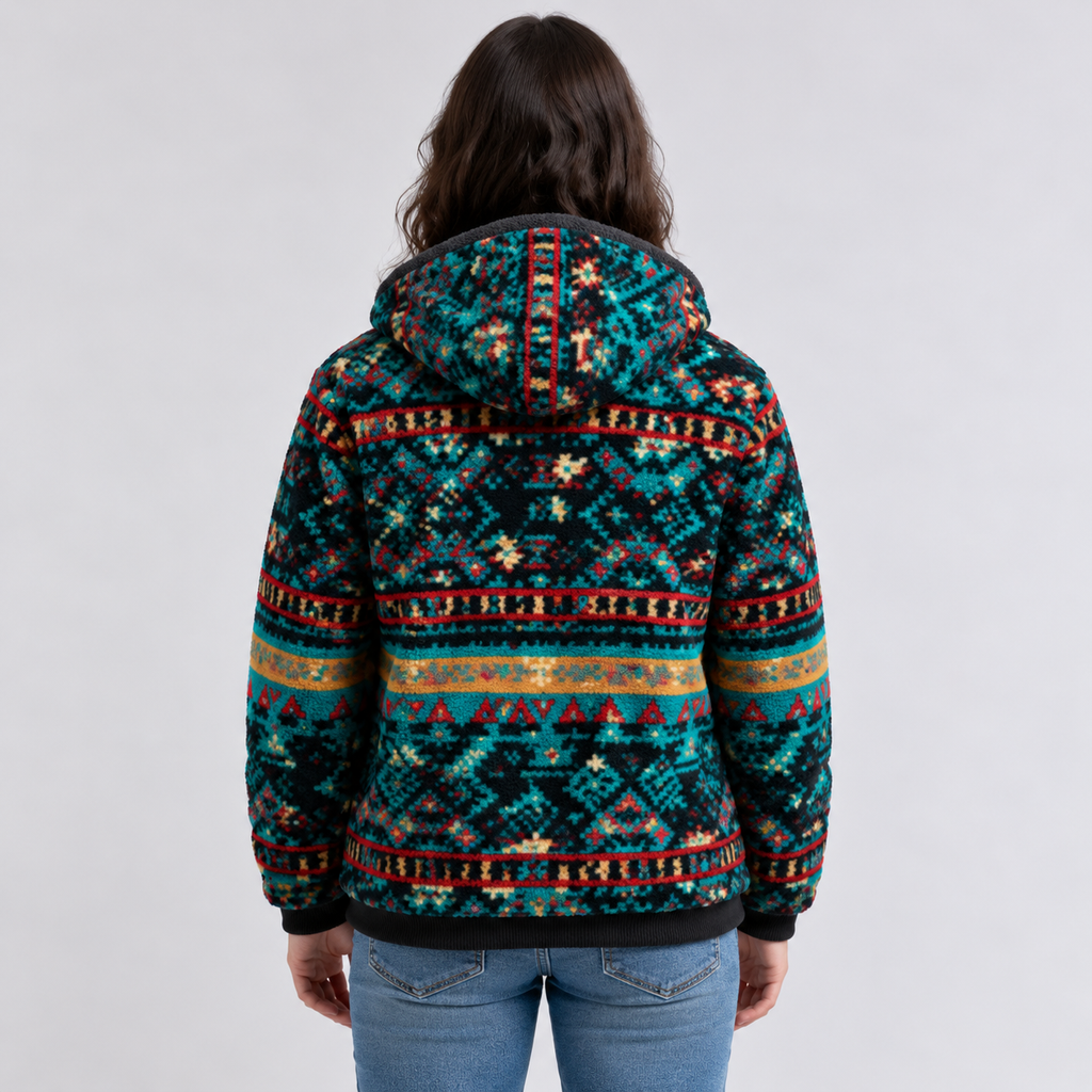Women's Teal Sherpa Fleece Hoodie 