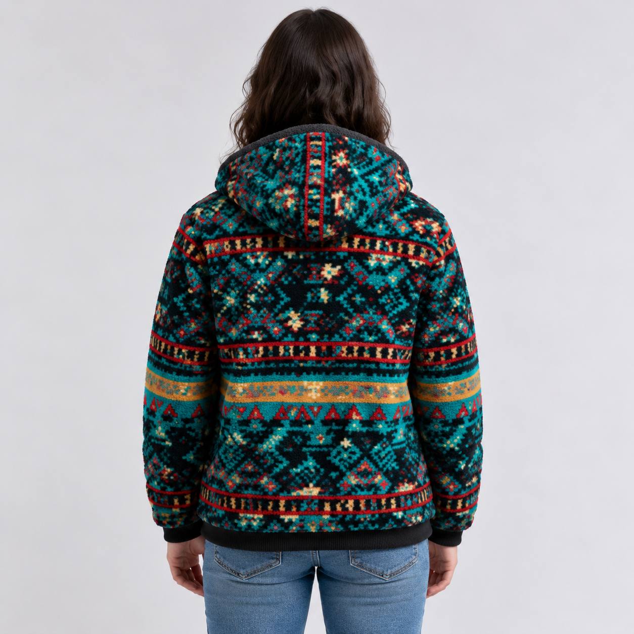 Women's Teal Sherpa Fleece Hoodie 