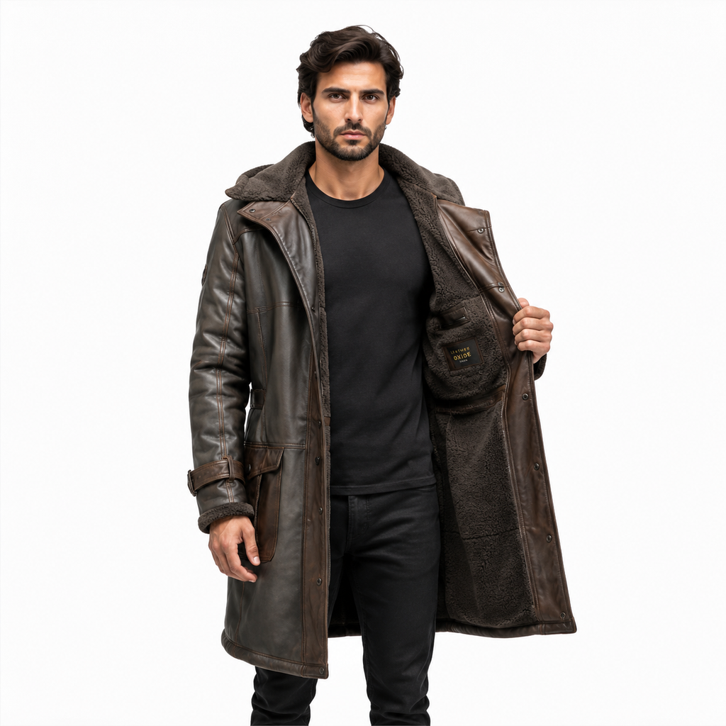 Shearling Leather Trench Coat