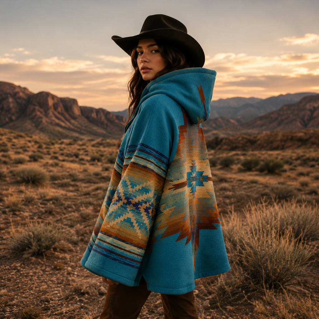Yellowstone Beth Dutton turquoise aztec hooded jacket