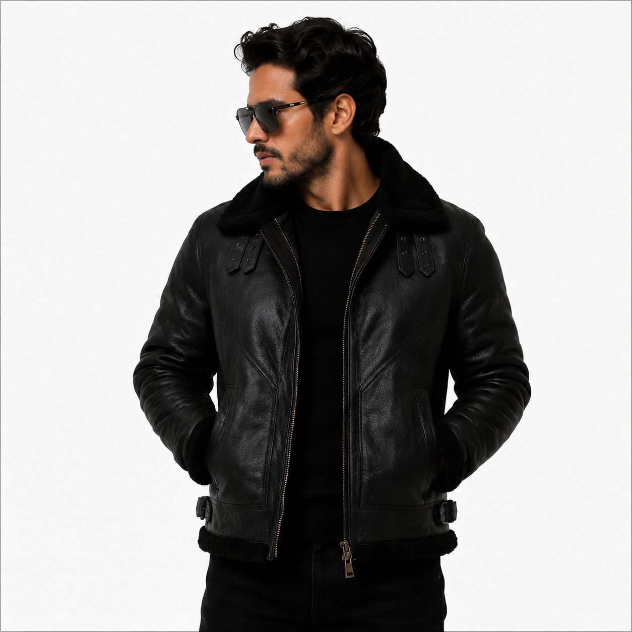 Men's Stealth Black Aviator Jacket