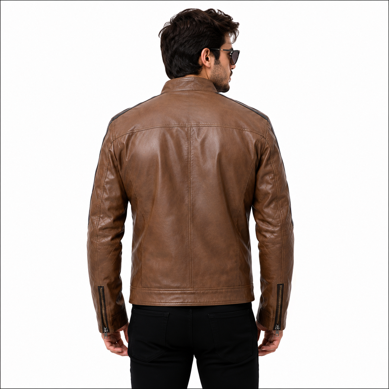 Men's Brown Premium Leather Biker Jacket