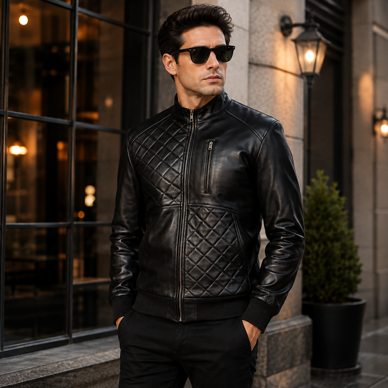 Moda Maroon Leather Bomber Jacket