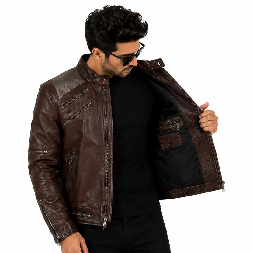 Chocolate Brown Michael Jackson Style Leather Jacket