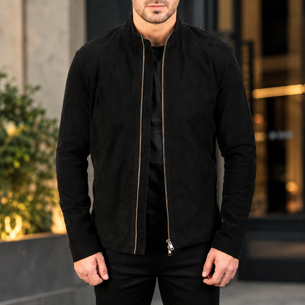 Charcoal Mocha Suede Biker Jacket