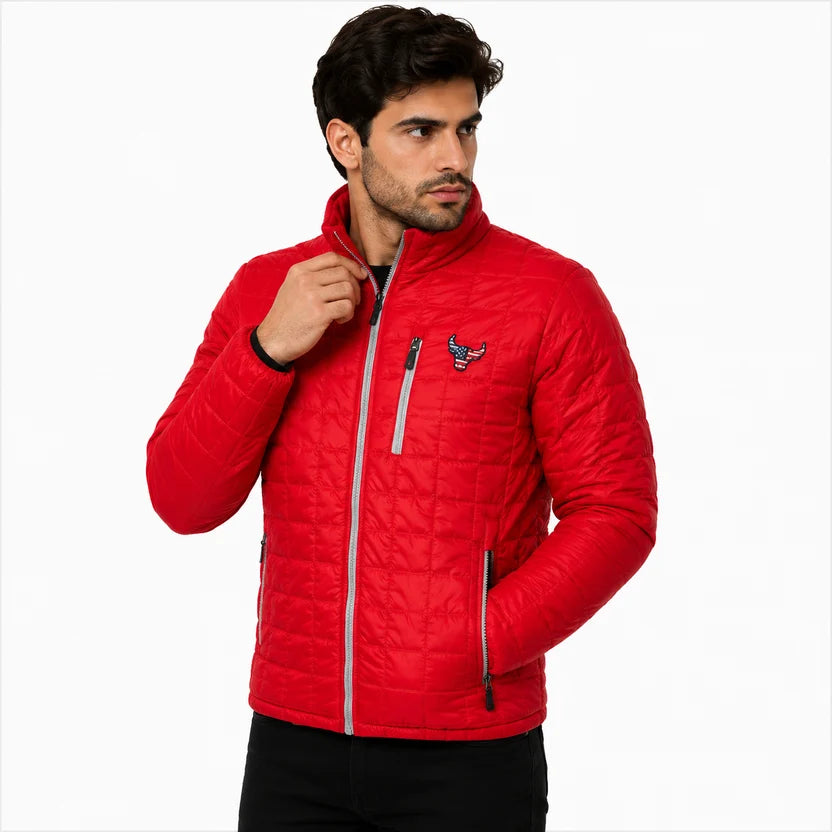 Men's Red Rainer Puffer Dallas Quilted Jacket