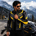 Men's Black & Yellow Racer Leather Jacket