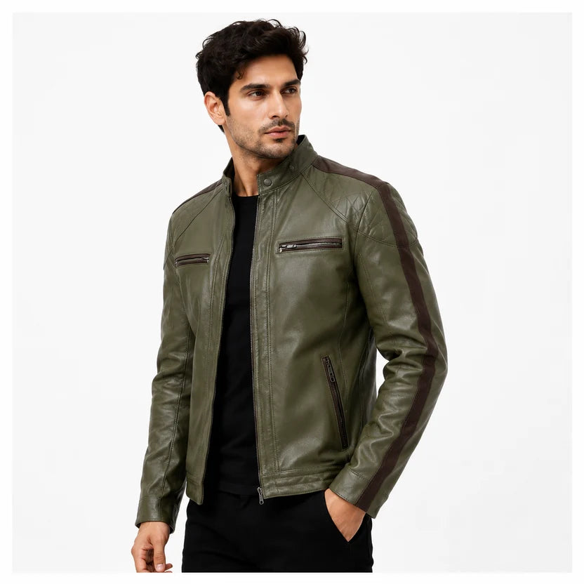 olive green motorcycle jacket