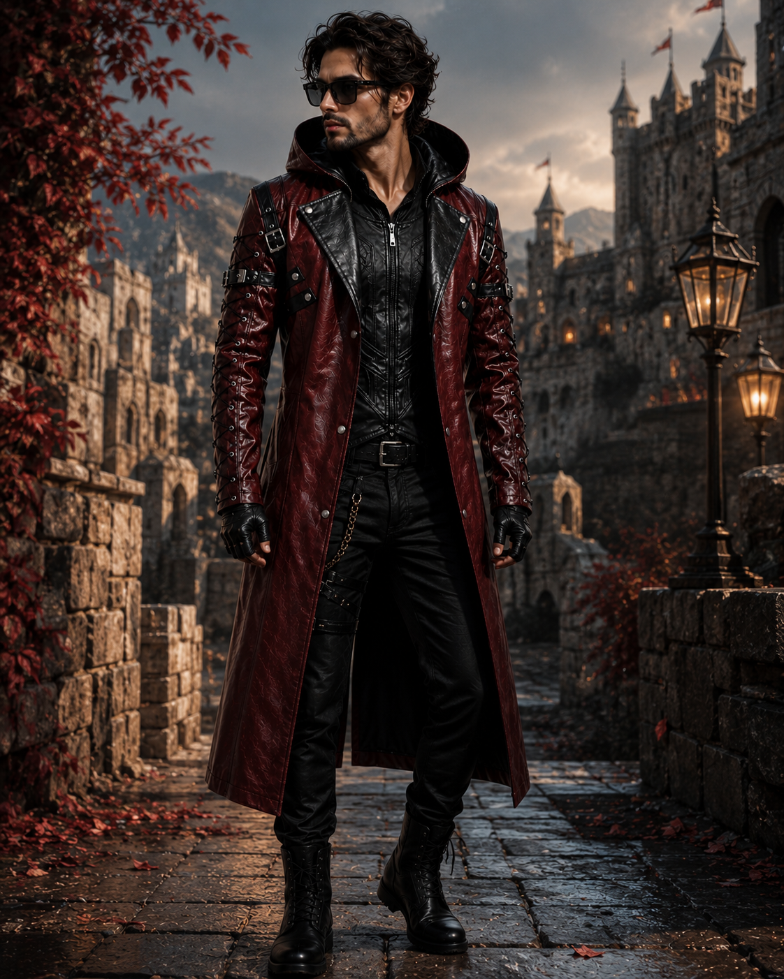 Genuine Leather Gothic Motorcycle Coat