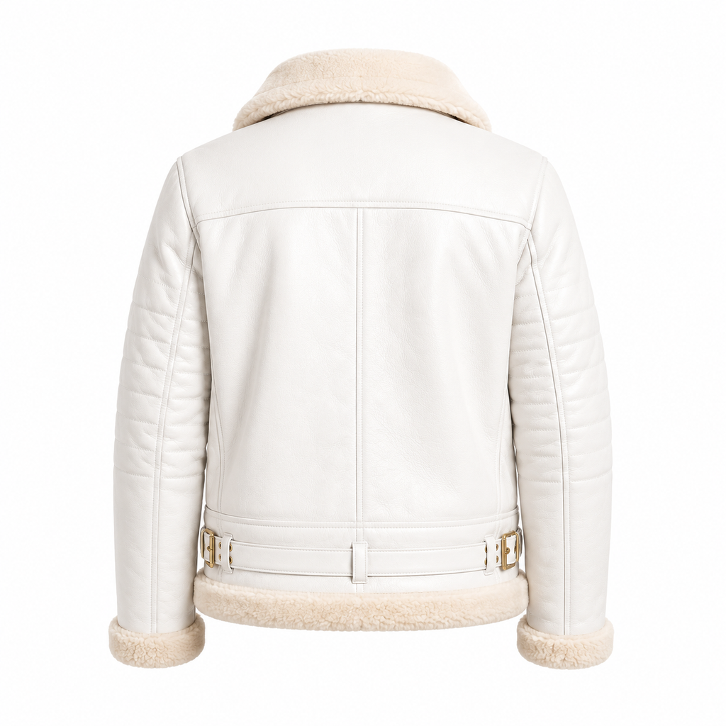 Men's Luxury White B-3 Aviator Jacket