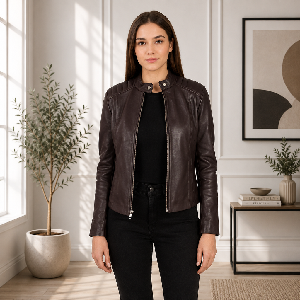Dark Brown Moto Leather Jacket 