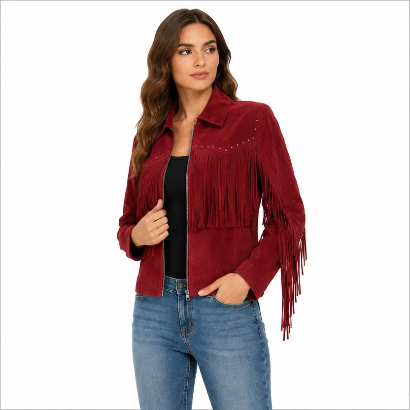 burgundy western jacket