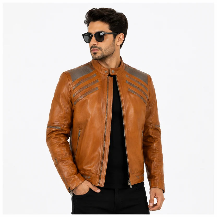 Men's Tan Brown Michael Jackson Inspired Leather Jacket
