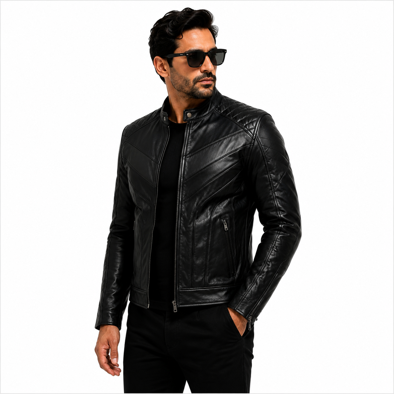 Men's Classic Black Racer Leather Jacket