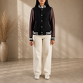 Savant Maroon & Black Hybrid Varsity Jacket