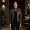 Adalyn Quilted Distressed Brown Leather Biker Jacket