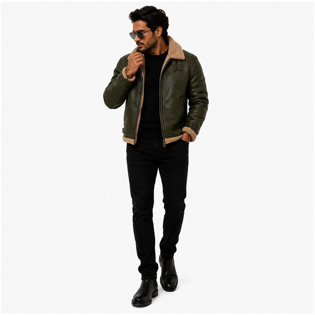 Men's Olive Green B-3 Aviator Jacket