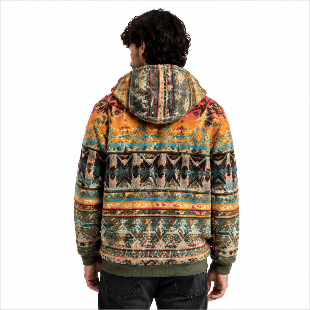 Men's Olive Sherpa Fleece Hoodie