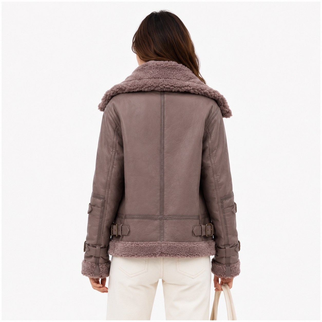 Velocite Oversized Leather Shearling Jacket