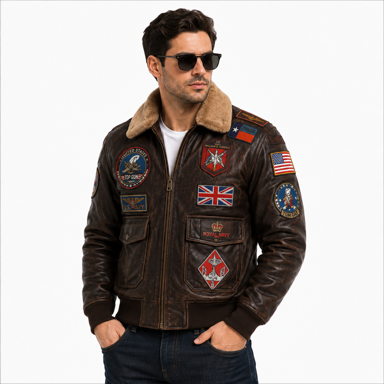 Men's Vintage Brown Top Gun G-1 Flight Leather Jacket