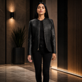 Women's Black Quilted Leather Jacket