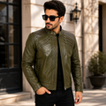 Michael Jackson Beat It olive green Leather Jacket