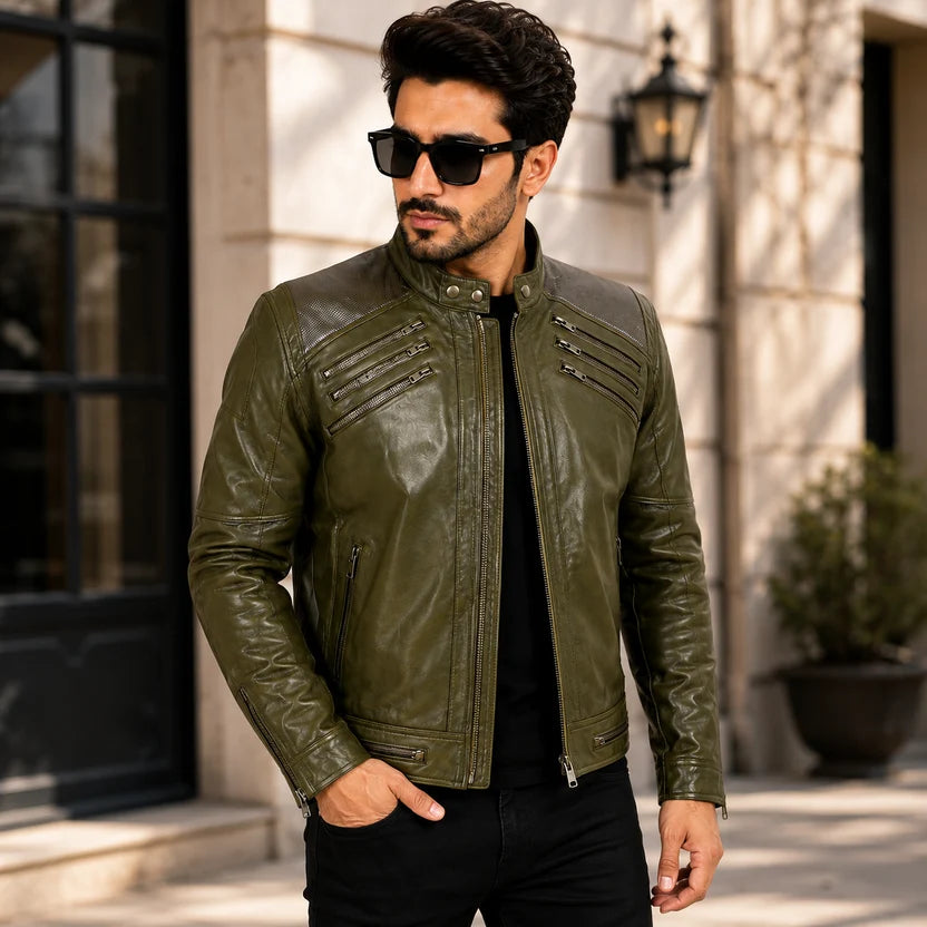 Michael Jackson Inspired Olive Green Leather Jacket