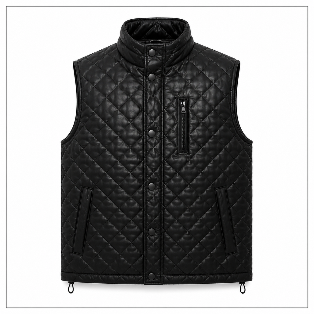Men's cream or off-white diamond-quilted vest
