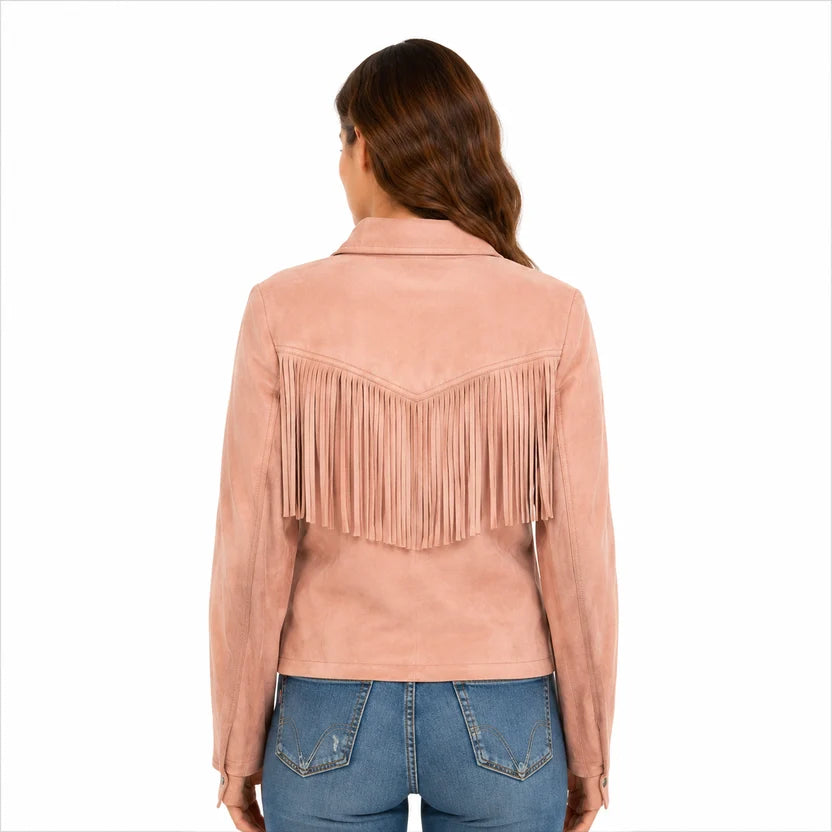 pink suede fringe jacket