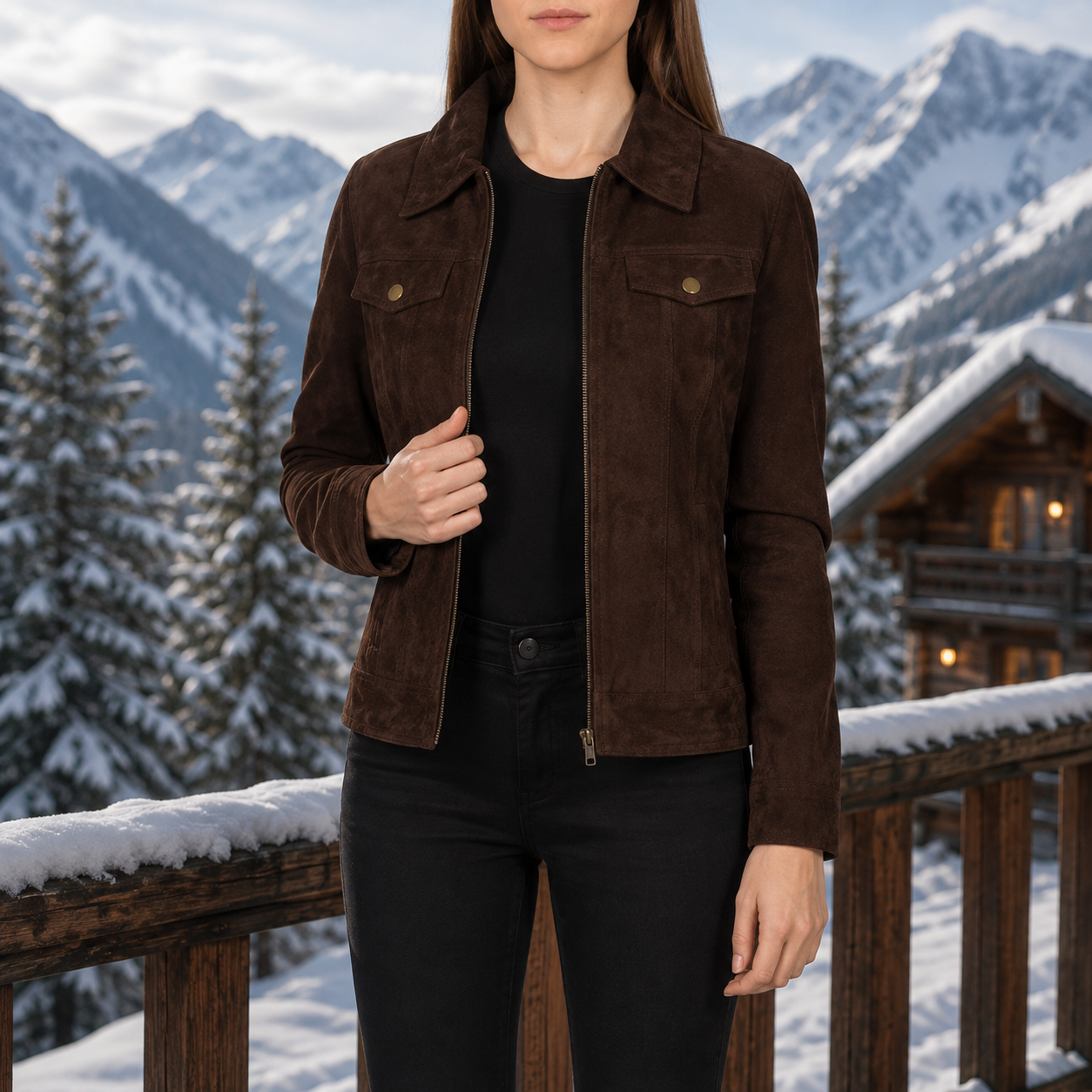 Suzy Mocha Suede Trucker Jacket