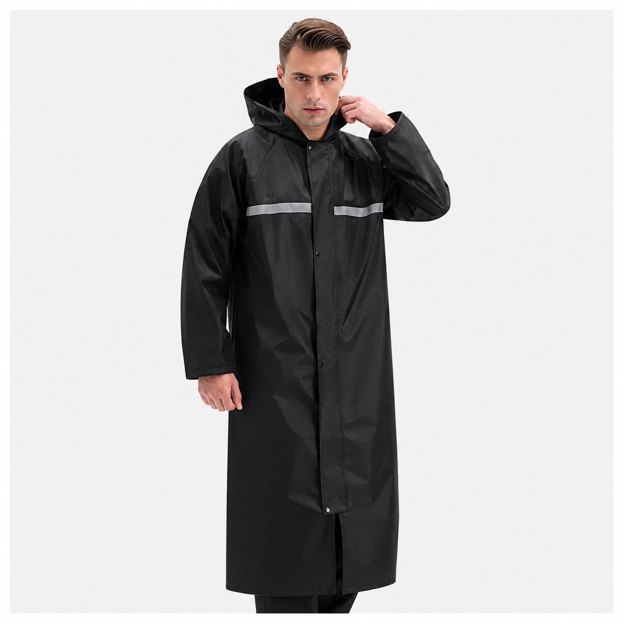 Men's Full-Length Hooded Raincoat