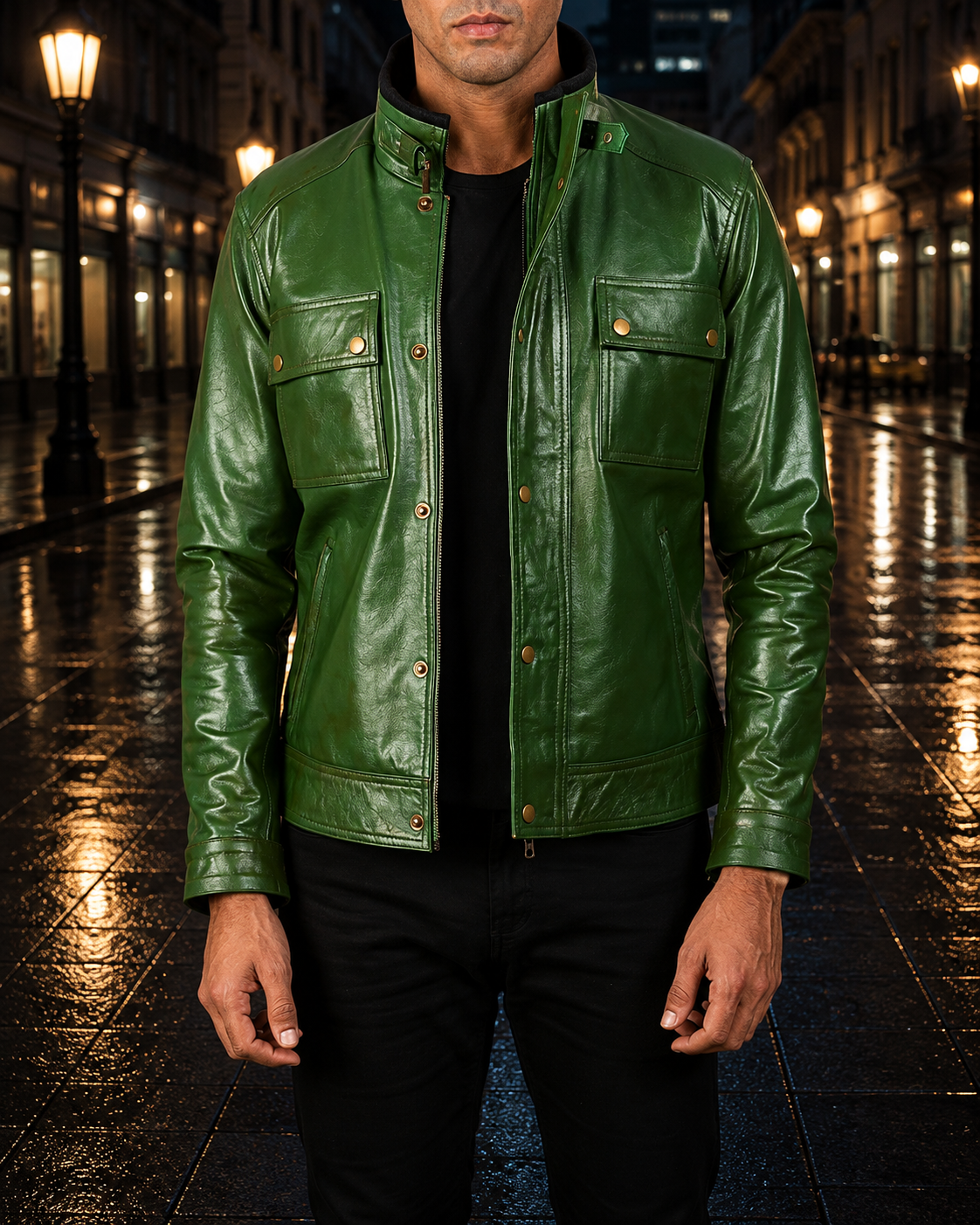  Green Field Leather Jacket
