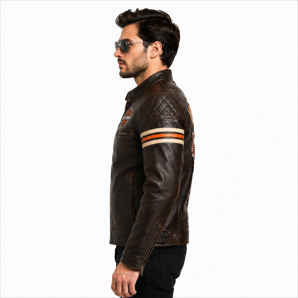 Men's Brown Distressed Leather Jacket