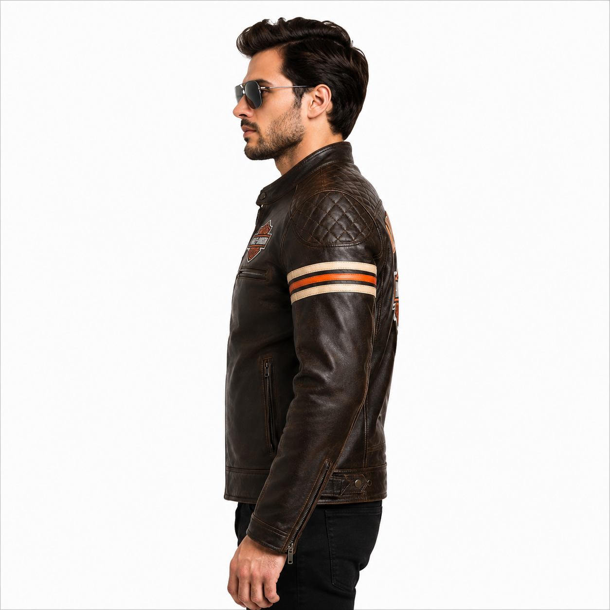 Men's Brown Distressed Leather Jacket