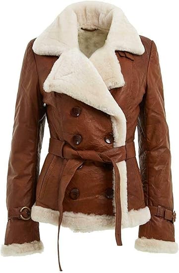 Women's Double Breasted Sheepskin Aviator Jacket