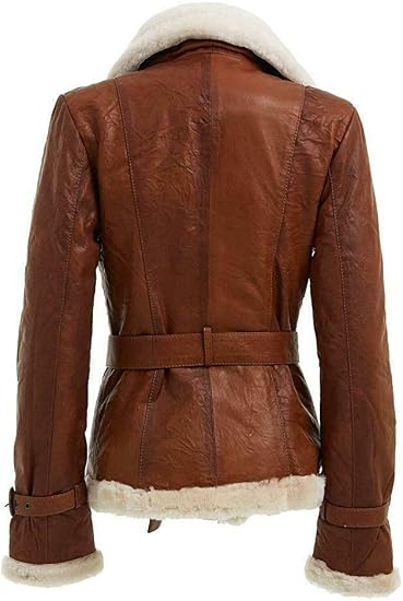 Women's Double Breasted Sheepskin Aviator Jacket