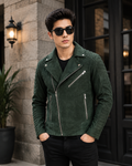 Armand Green Suede Biker Jacket