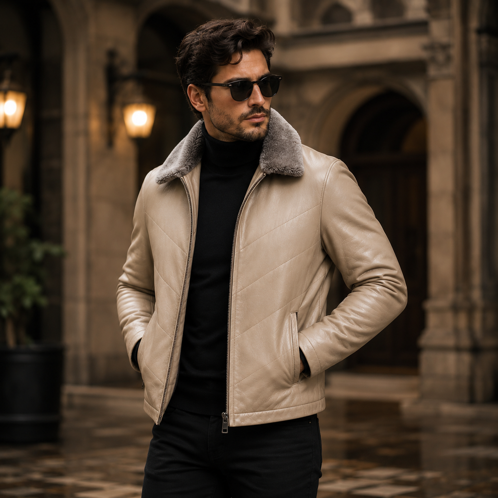 Men Aviator leather jacket