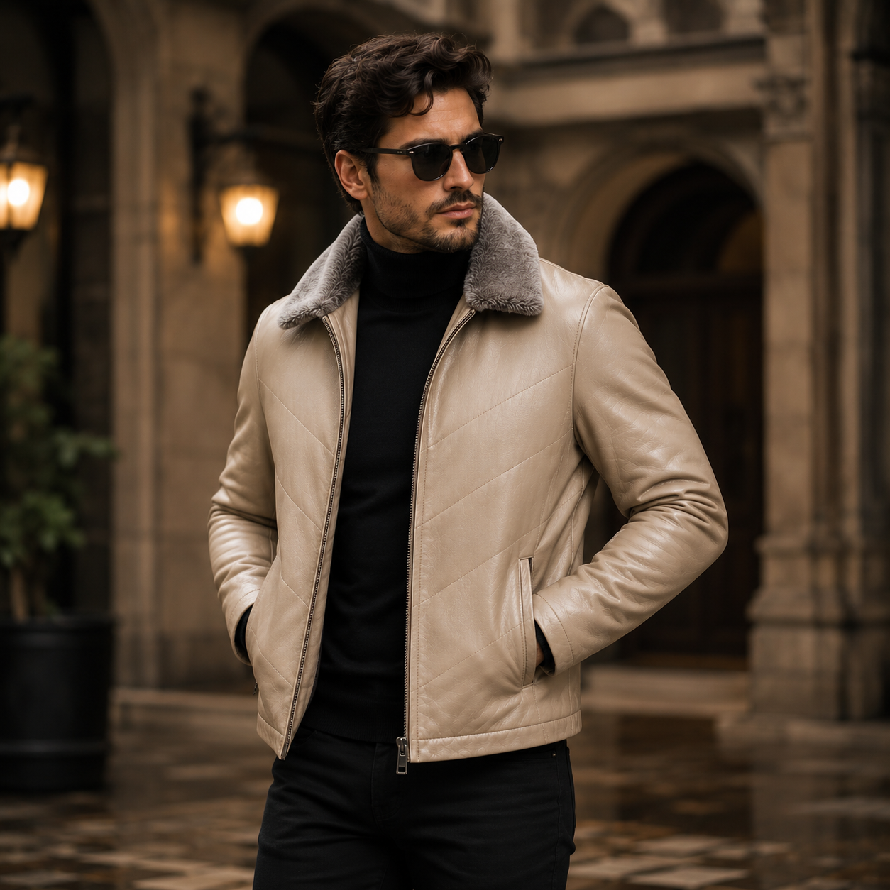 Men Aviator leather jacket