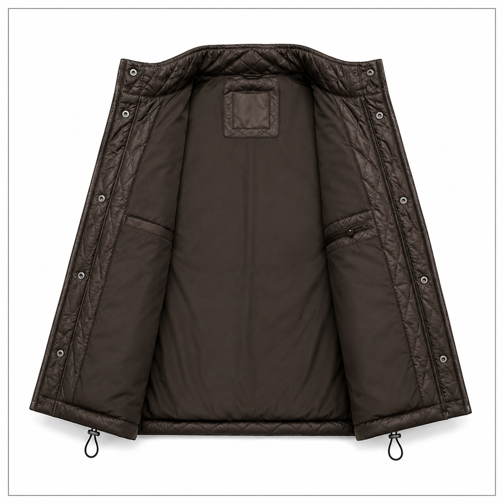 Men's cream or off-white diamond-quilted vest