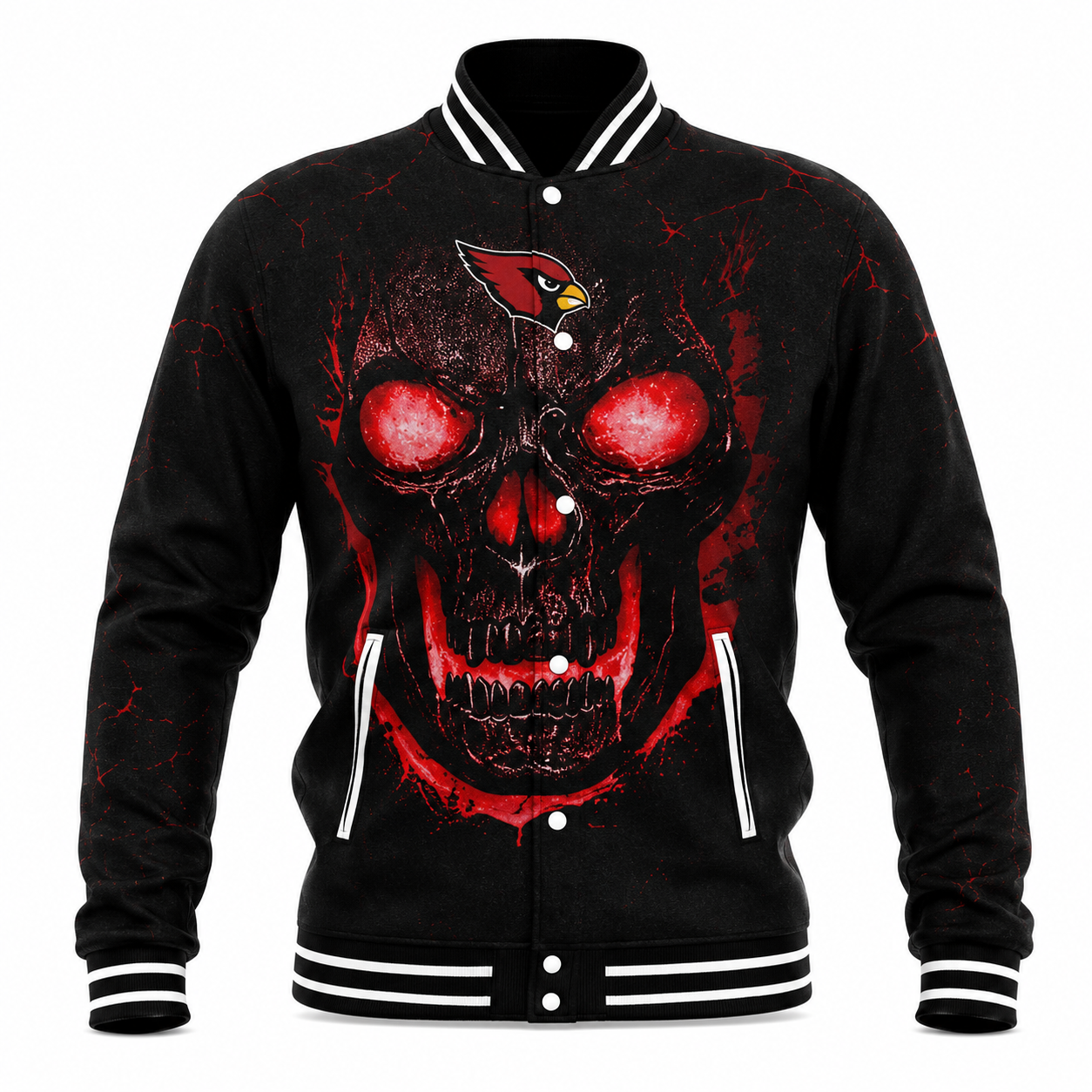 Men's Red Skull Graphic Varsity Jacket