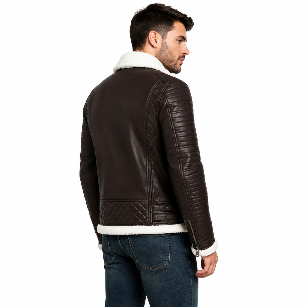Dark Brown Leather Biker Jacket 