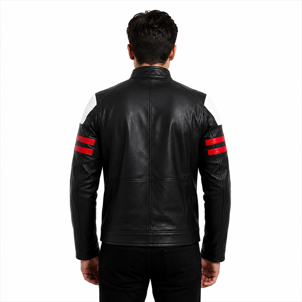 Men's Racing Stripe Leather Jacket