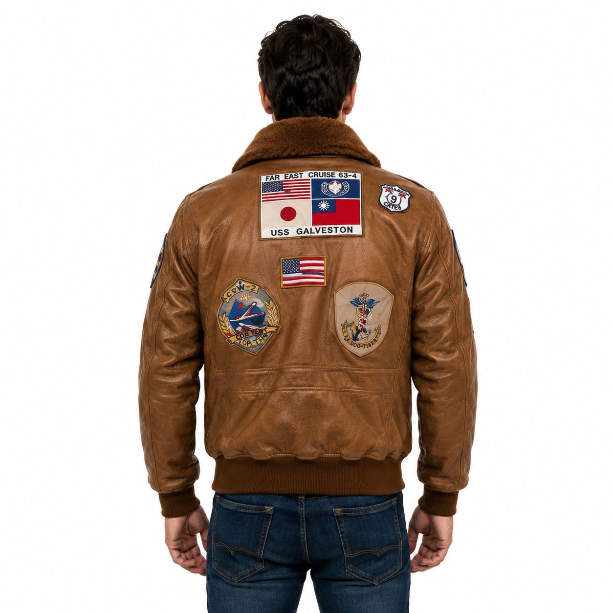 Men's Tan Brown Aviator Leather Jacket