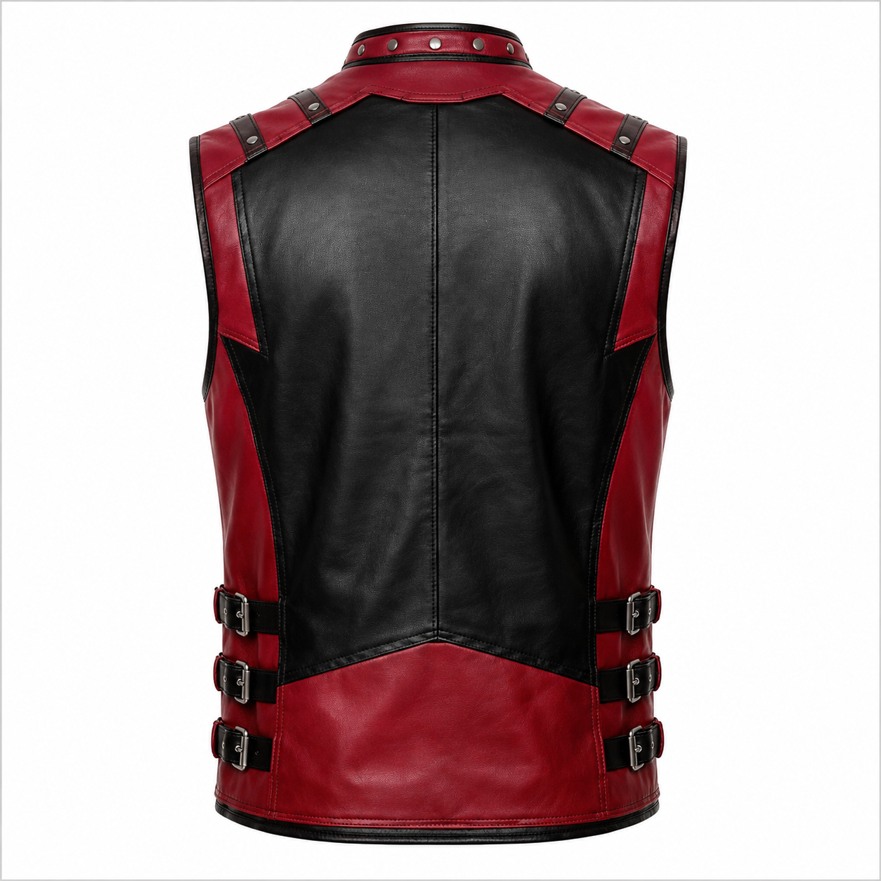Premium Genuine Leather Motorcycle Sleeveless Jacket