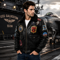 Men's Black Aviator Leather Jacket